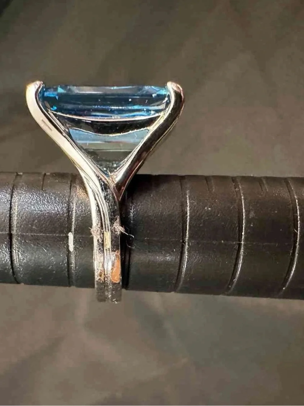 13x18mm Emerald Cut Aquamarine 925 Sterling Silver Statement Ring Sz 6.75